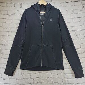 Nike Air Jordan Flight Hoodie Mens Sz M Black Full Zip Sweatshirt